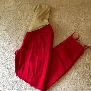 Cutest red maternity ankle pants!